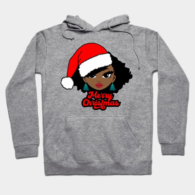 Merry Christmas Santa Hat, Black Girl Christmas Magic Hoodie by UrbanLifeApparel